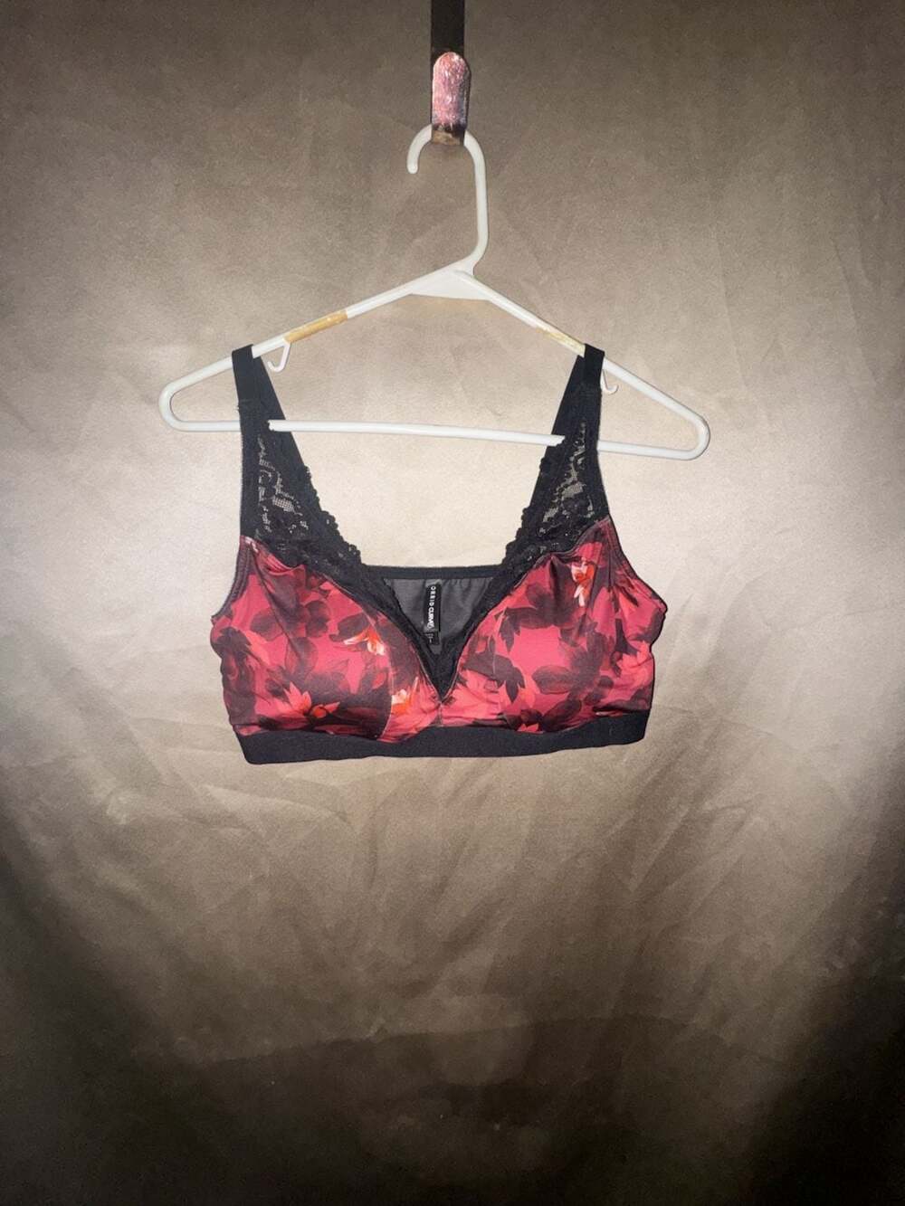 Torrid Lightly Lined Microfiber Plunge Bralette in Dramatic Blossoms